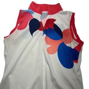 EP New York Golf Sleeveless Top‎ Shirt Women's M White Red Blue Abstract